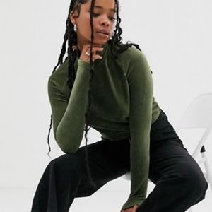 Olive Green Corduroy Turtleneck